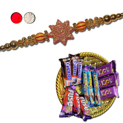 "Rakhi - FR- 8100 A (Single Rakhi), Choco Thali - code RC04 - Click here to View more details about this Product